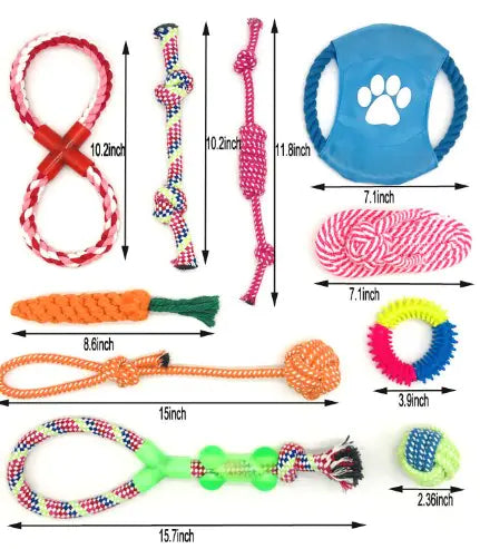 Pet Cotton Rope Dog Toy Set - Bite Resistant Design