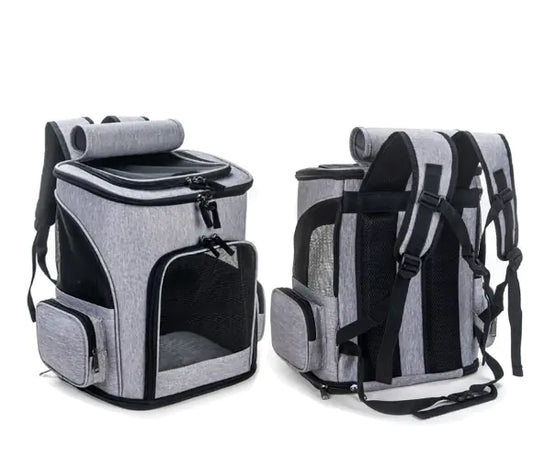 Grey Foldable Pet Backpack for Cats and Dogs