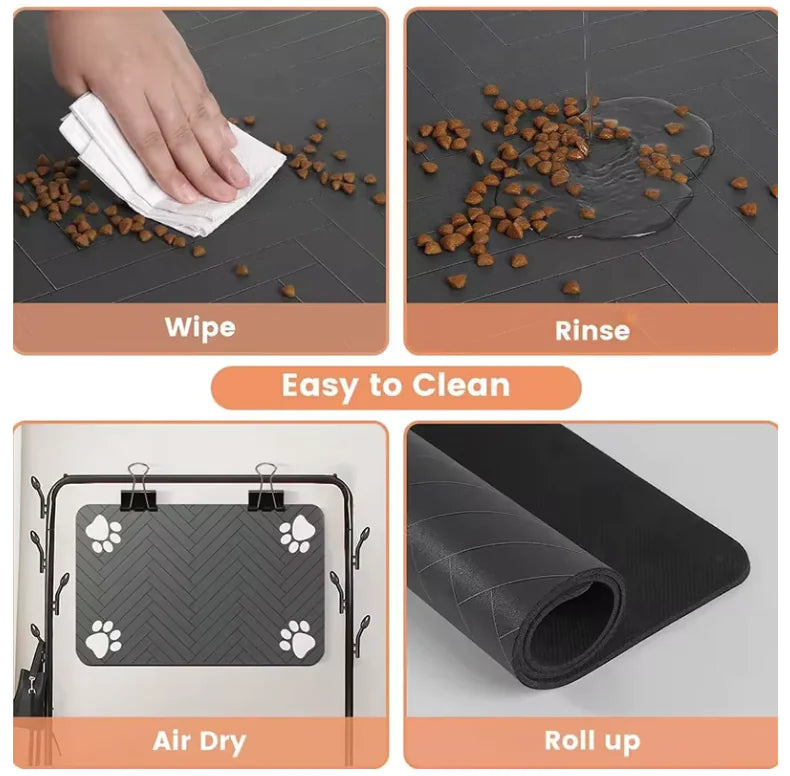 Pet Feeding Placemat with Paw Design