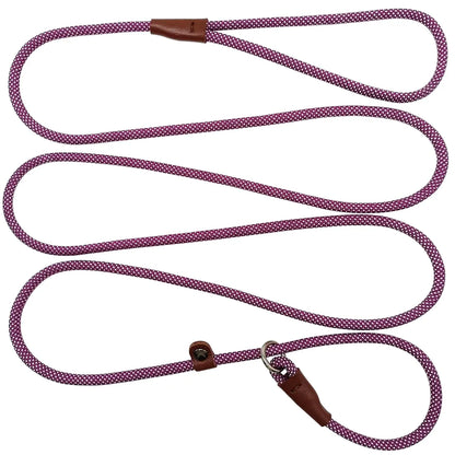 Guia deslizante para cães, corda de nylon resistente para cães pequenos (1/4" x 7 pés, roxo e branco)