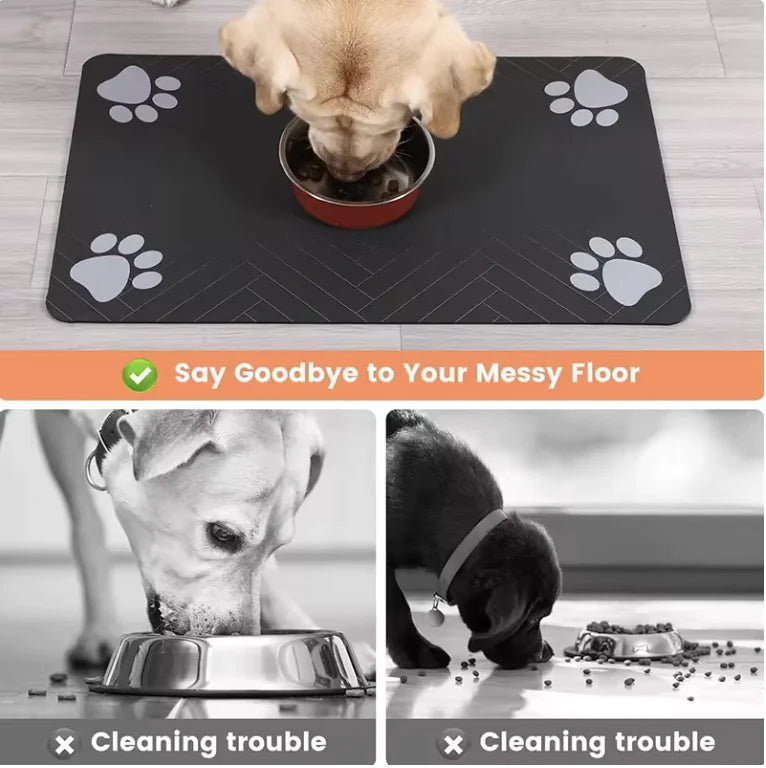 Pet Feeding Placemat with Paw Design