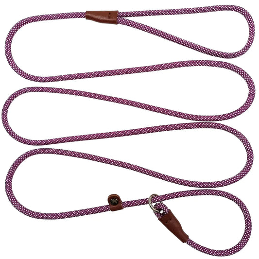 Slip Lead Dog Leash Strong Nylon Rope for Small Dogs (1/4" x 7 ft Purple White)