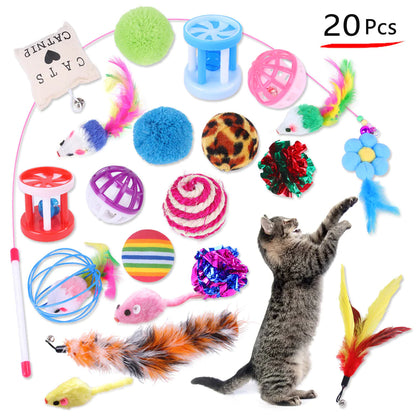 Cat Toy Combination Set with Sticks, Balls and Mice