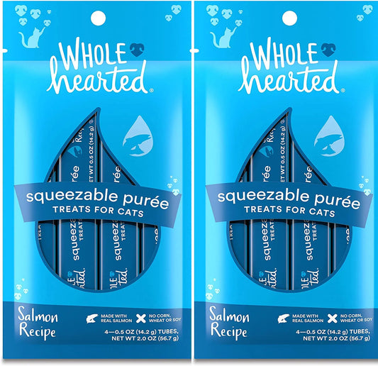 Wholehearted Squeezable Puree Cat Treat (Salmon 8-0.5 oz Tubes)