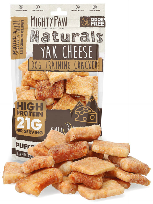 Mighty Paw Yak Cheese Crackers, Healthy Puppy Treat, Hard & Crunchy Dog Biscuit for Dogs