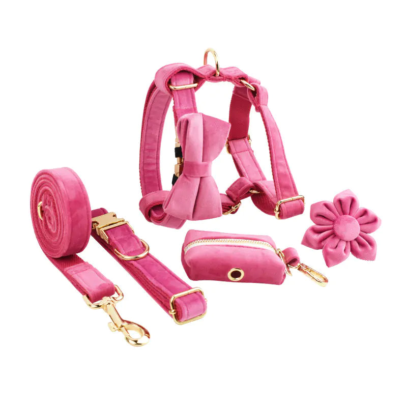 Velvet Fabric Dog Collar Set for Pets