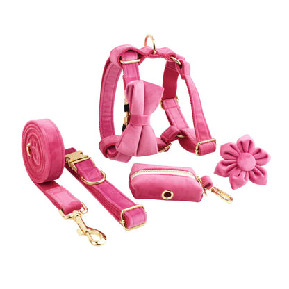 Velvet Fabric Dog Collar Set for Pets