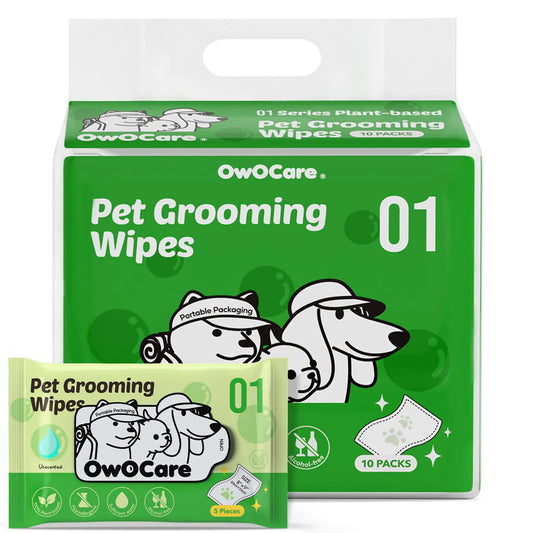 Pet Wipes for Paws and Butt Plant-Based Large & Hypoallergenic (Pack of 50, Unscented)