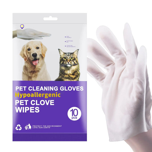 LOPACCA No Rinse Pet Wipes & Deodorizing Grooming Gloves (Hypoallergenic- 10PCS)