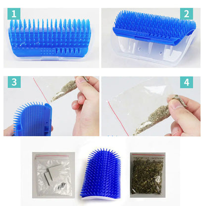 Pente de massagem de canto de parede para gatos com catnip
